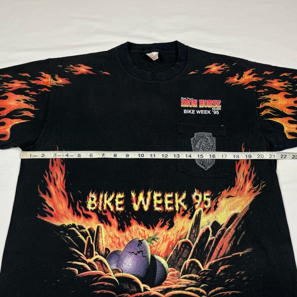 Vtg Iron Horse Saloon Mens T-Shirt Large 1995 Bike Week Dragon Double Sided B4 - Picture 6 of 7
